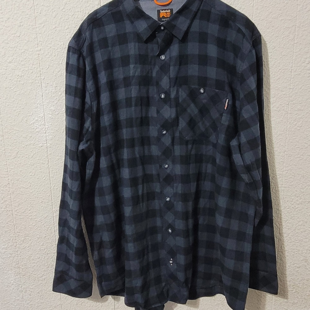 Timberland Pro,‎ Original Fit, Xxlt Flannel, Navy Blue& Black Plaid, Longsleeve
